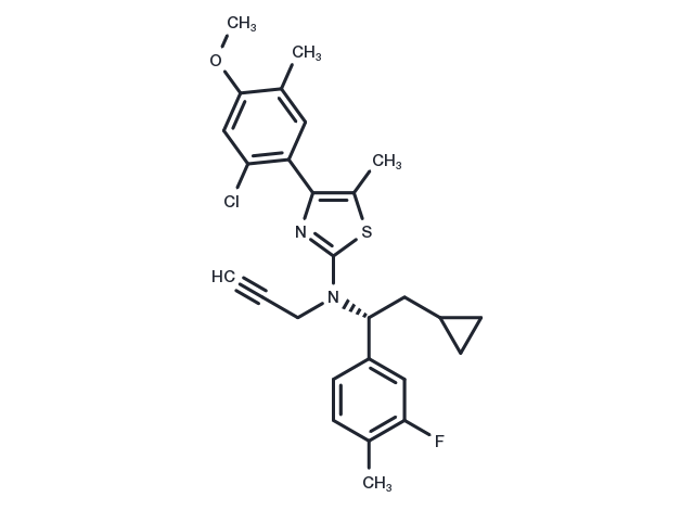 TargetMol Chemical Structure 4-(2-chloro-4-methoxy-5-methylphenyl)-N-[(1A)-2-cyclopropyl-1-(3-fluoro-4-methylphenyl)ethyl]-5-methyl-N-(2-propyn-1-yl)-2-thiazolamine
