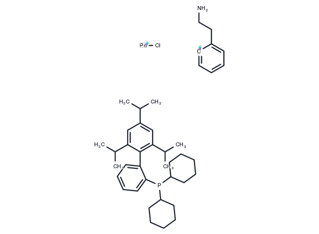 (SP-4-4)-2-[2-(Amino-KappaN)ethyl]phenyl-KappaC]chloro[dicyclohexyl[2',4',6'-tris(1-methylethyl)[1,1'-biphenyl]-2-yl]phosphine]-Palladium Chemical Structure