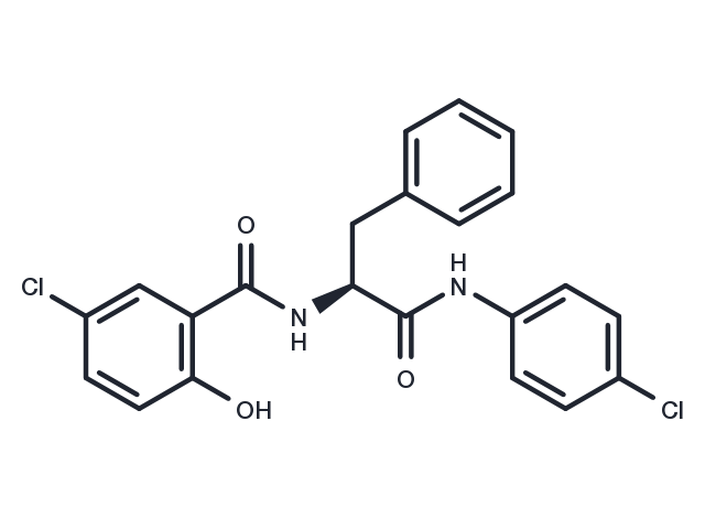 TargetMol Chemical Structure (S)-5-chloro-N-(1-((4-chlorophenyl)amino)-1-oxo-3-phenylpropan-2-yl)-2-hydroxybenzamide