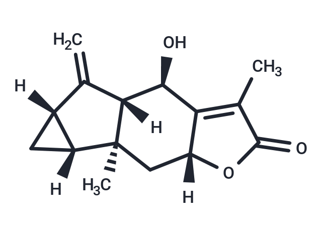 (4R,4aS,5aS,6aR,6bS,7aR)-4-Hydroxy-3,6b-dimethyl-5-methylene-4,4a,5,5a,6,6a,7,7a-octahydrocyclopropa[2,3]indeno[5,6-b]furan-2(6bH)-one Chemical Structure
