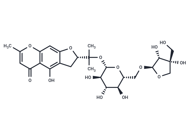 (2′S)-4′-O-β-D-apiofuranosyl-(1→6)-O-β-D-glucopyranosylvisamminol Chemical Structure