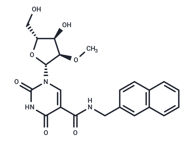 5-Naphthyl-beta-methylaminocarbony-2’-O-methyl-uridine Chemical Structure