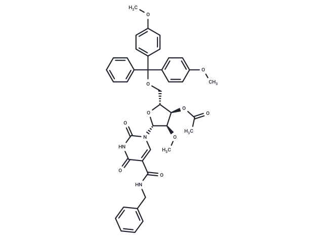5-Benzylaminocarbony-3’-O-Ac-2’-O-Me-5’-O-DMT-uridine Chemical Structure