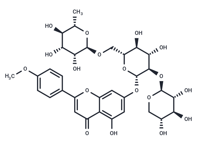 Acacetin 7-O-β-D-xylopyranosyl-(1→2)[α-L-rhamnopyranosyl-(1→6)]-β-D-glucopyranoside Chemical Structure