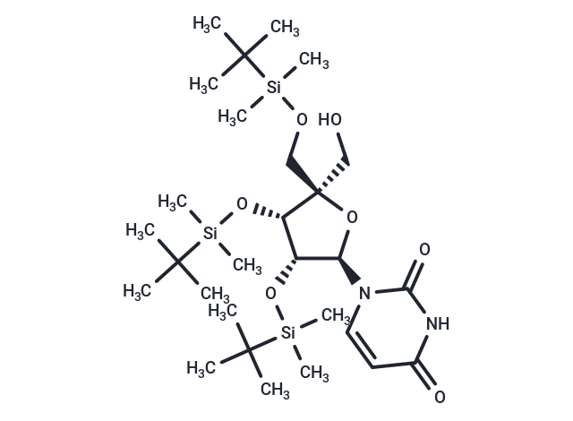 2’,3’,5’-Tri-O-(t-butyldimethylsilyl)-4’-C-hydroxymethyl uridine Chemical Structure