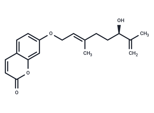 7-(6'R-hydroxy-3',7'-dimethylocta-2',7'-dienyloxy)coumarin Chemical Structure
