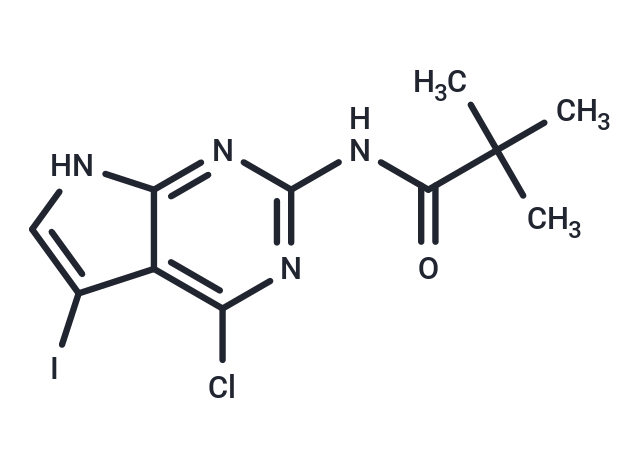 N-(4-Chloro-5-iodo-7H-pyrrolo[2,3-d]pyrimidin-2-yl)-2,2-dimethyl  propanamide Chemical Structure