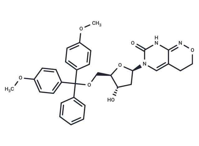 6-(β-D-5-O-(4,4’-Dimethoxytrityl)-2-deoxyribofuranosyl)-3,4-dihydro-8H-pyrimido[4,5-c][1,2]oxazin-7-one Chemical Structure