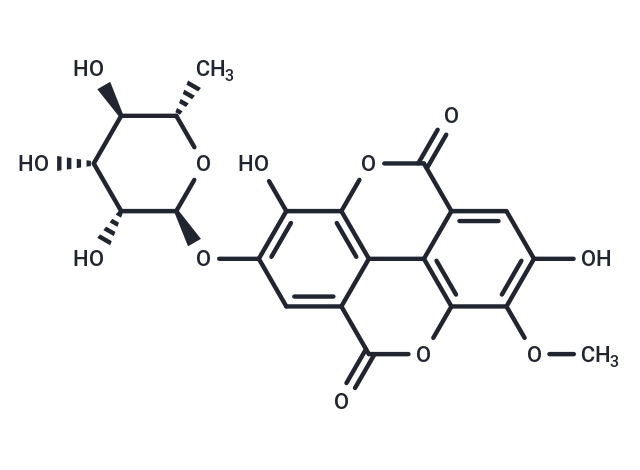 3-O-methylellagic acid 4'-O-alpha-L-rhamnopyranoside Chemical Structure