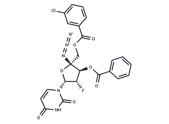 4’-Azido-3’-O-benzoyl-5’-O-(m-chlorobenzoyl)-2’-deoxy-2’-fluoro-beta-D-arabinouridine Chemical Structure