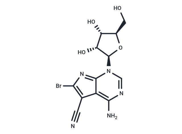 4-Amino-6-bromo-5-cyano-1-(beta-D-ribofuranosyl)-7H-pyrrolo[2.3-d]pyrimidine Chemical Structure
