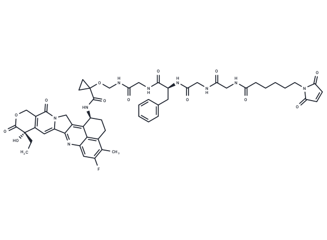 MC-Gly-Gly-Phe-Gly-amide-cyclopropanol-amide-Exatecan Chemical Structure