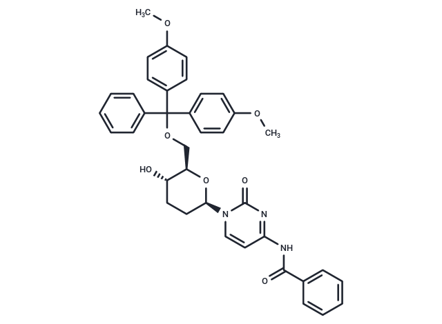 N4-Benzoyl-1-(6-O-DMTr-2,3-dideoxy-beta-D-erythro-hexopyranosyl)cytosine Chemical Structure