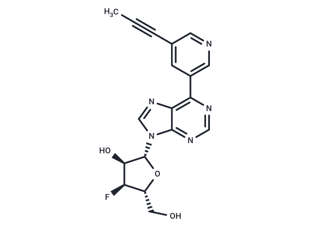 9-(3-Deoxy-3-fluoro-β-D-ribofuranosyl)-6-[5-(propyn-1-yl)pyridin-3-yl]purine Chemical Structure