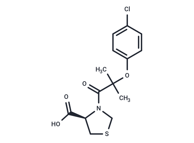 (4R)-3-[2-(4-chlorophenoxy)-2-methylpropanoyl]-1,3-thiazolidine-4-carboxylic acid Chemical Structure