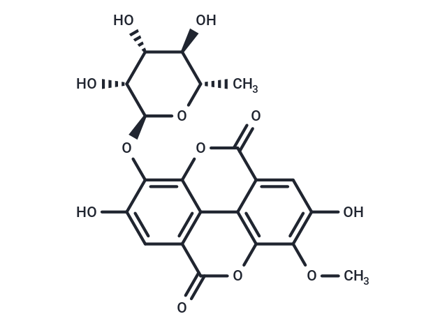 3-O-Methylellagic acid 3'-O-alpha-rhamnopyranoside Chemical Structure