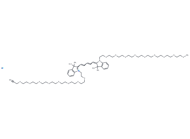 N-(m-PEG9)-N'-(propargyl-PEG8)-Cy5 Chemical Structure