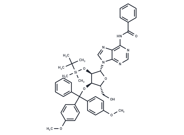 N6-Benzoyl-2'-O-tert-butyldimethylsilyl-3'-O-DMT-adenosine Chemical Structure