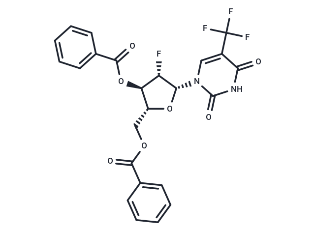 3’,5’-Di-O-benzoyl-2’-deoxy-2’-fluoro-5-trifluoromethyl-arabinouridine Chemical Structure