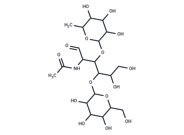 N-((2R,3R,4R,5R)-5,6-Dihydroxy-1-oxo-4-(((2S,3R,4S,5R,6R)-3,4,5-trihydroxy-6-(hydroxymethyl)tetrahydro-2H-pyran-2-yl)oxy)-3-(((2S,3S,4R,5S,6S)-3,4,5-trihydroxy-6-methyltetrahydro-2H-pyran-2-yl)oxy)hexan-2-yl)acetamide Chemical Structure
