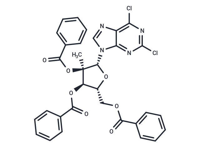 2,6-Dichloro-9-(2-C-methyl-2,3,5-tri-O-benzoyl-β-D-ribofuranosyl)purine Chemical Structure