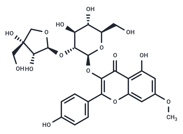Rhamnocitrin 3-apiosyl-(1â2)-glucoside Chemical Structure