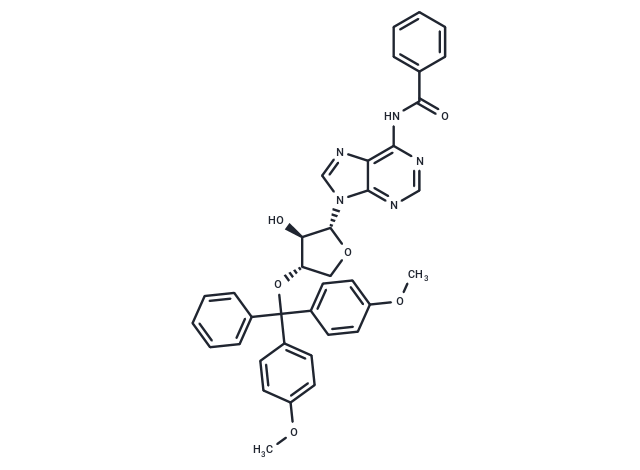 1-[3’-O-[(4,4’-dimethoxytriphenyl)methyl]-a-L-threofuranosyl]-N6-benzoyladenine Chemical Structure