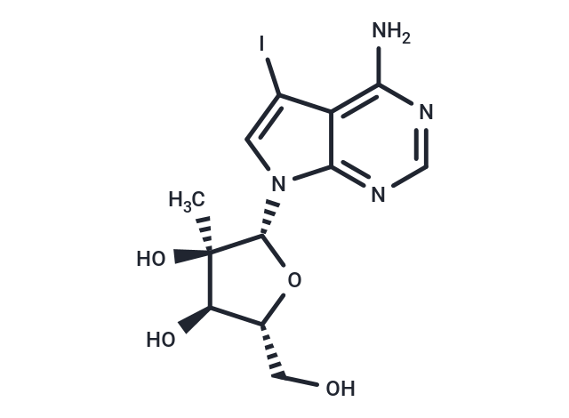4-Amino-5-iodo-7-(2-b-C-methyl-β-D-ribofuranosyl)-7H-pyrrolo[2,3-d]pyrimidine Chemical Structure