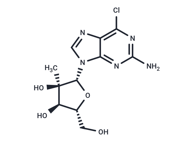 2-Amino-6-chloro-9-(2-C-methyl-β-D-ribofuranosyl)-9H-purine Chemical Structure