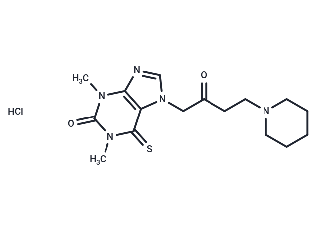 Theophylline, 7-(2-oxo-4-piperidinobutyl)-6-thio-, hydrochloride Chemical Structure