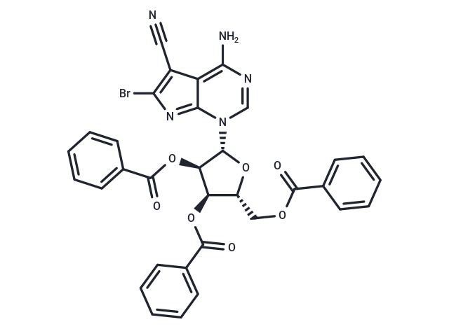 4-Amino-6-bromo-5-cyano-1-(2,3,5-tri-O-benzoyl-b-D-ribofuranosyl)-7H-pyrrolo[2.3-d]pyrimidine Chemical Structure