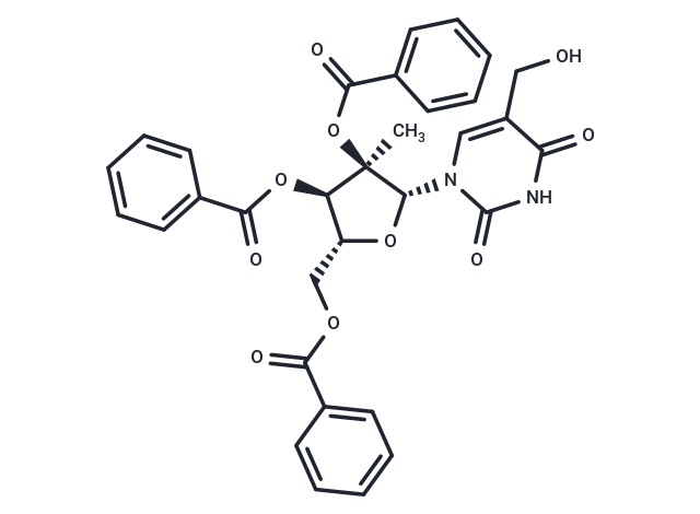 2’,3’,5’-Tri-O-benzoyl-5-hydroxymethyl-2’-C-methyluridine Chemical Structure