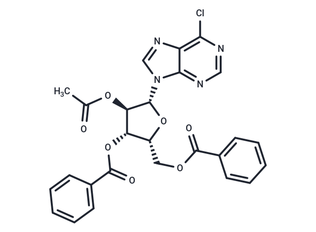6-chloro-purine-9-b-D-(2-O-acetyl-3,5-di-O-benzoyl)xylo-furanoside Chemical Structure