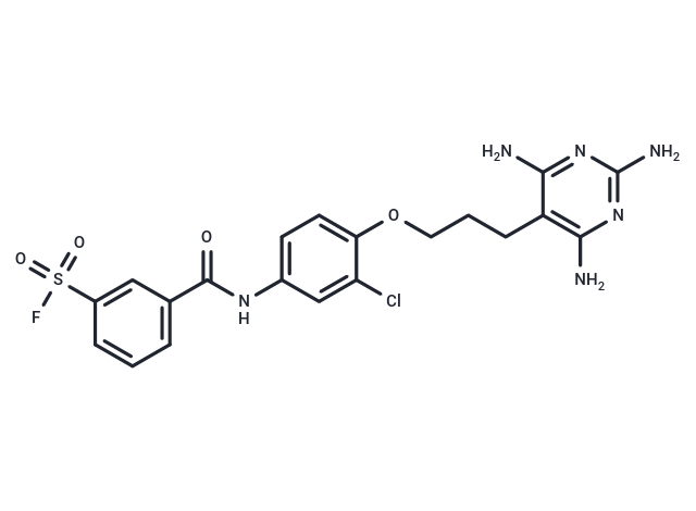 m-((3-Chloro-4-(3-(2,4,6-triamino-5-pyrimidinyl)propoxy)phenyl)carbamoyl)benzenesulfonyl fluoride Chemical Structure
