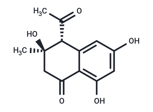 4-(trans)-Acetyl-3,6,8-trihydroxy-3-methyldihydronaphthalenone Chemical Structure