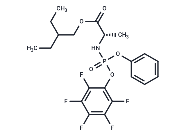 2-Ethylbutyl ((S)-(perfluorophenoxy)(phenoxy)phosphoryl)-L-alaninate Chemical Structure