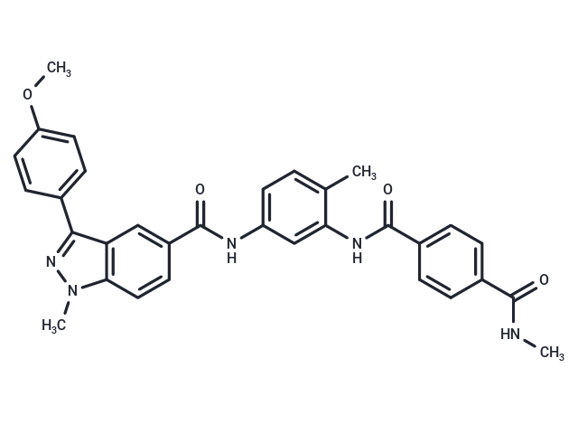N1-[5-[[[3-(4-Methoxyphenyl)-1-methyl-1H-indazol-5-yl]carbonyl]amino]-2-methylphenyl]-N4-methyl-1,4-benzenedicarboxamide (ACI) Chemical Structure