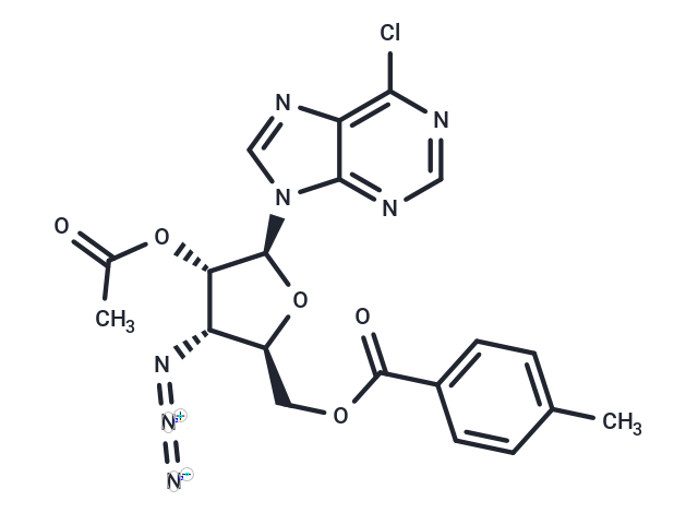 6-Chloro-9-[2-O-acetyl-5-O-(p-toluoyl)-3-azido-3-deoxy-beta-L-ribofuranosyl]-9H-purine Chemical Structure