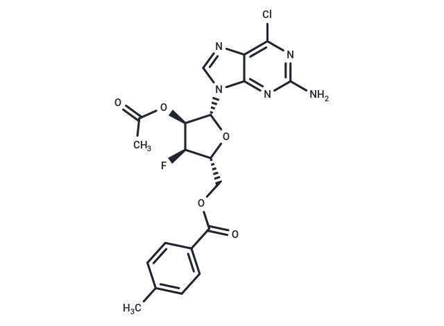 9-(2-O-Acetyl-5-O-toluyl-3-deoxy-3-fluoro-beta-D-ribofuranosyl)-2-amino-6-chloropurine Chemical Structure