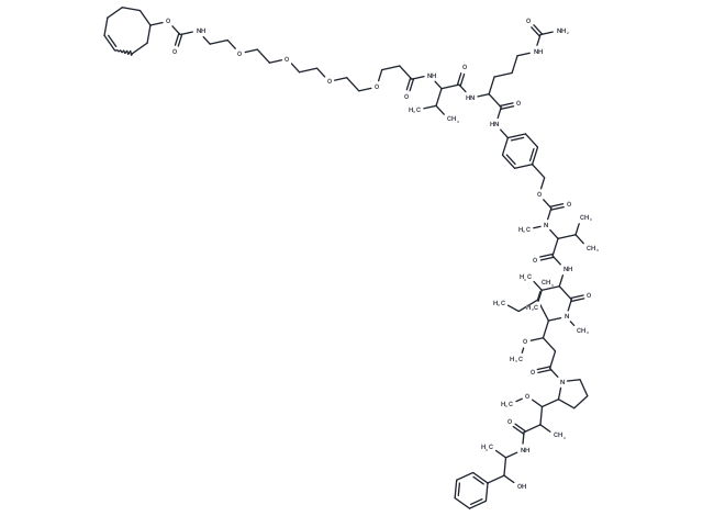 TCO-PEG4-VC-PAB-MMAE Chemical Structure