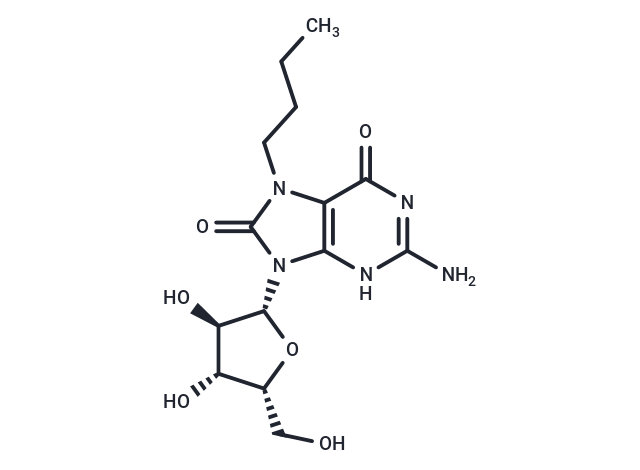7-n-Butyl-7,8-dihydro-8-oxo-9-(beta-D-xylofuranosyl)guanine Chemical Structure