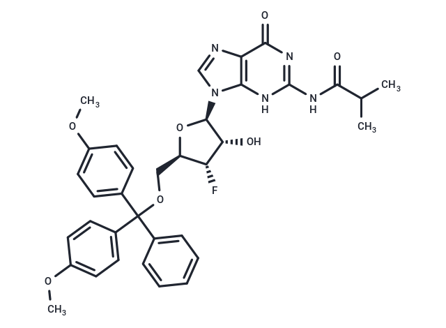 N2-iso-Butyroyl-5'-O-DMT-3'-deoxy-3'-fluoroguanosine Chemical Structure
