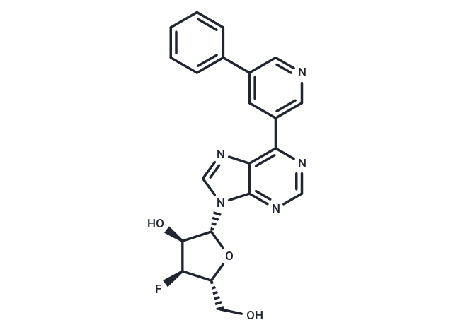 9-(3-Deoxy-3-fluoro-β-D-ribofuranosyl)-6-(5-phenylpyridin-3-yl)purine Chemical Structure