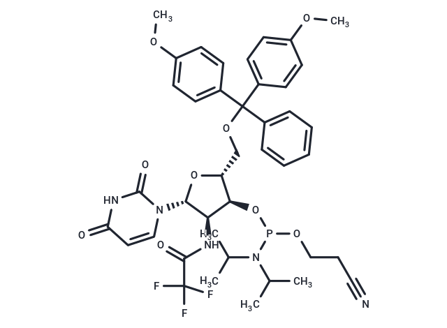 2’-Deoxy-2’-(N-trifluoroacetyl)amino-5’-O-DMTr-uridine 3’-CED phosphoramidite Chemical Structure