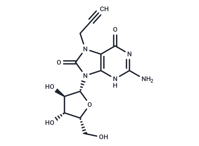 7-Propargyl-7,8-dihydro-8-oxo-9-(beta-D-xylofuranosyl)guanine Chemical Structure