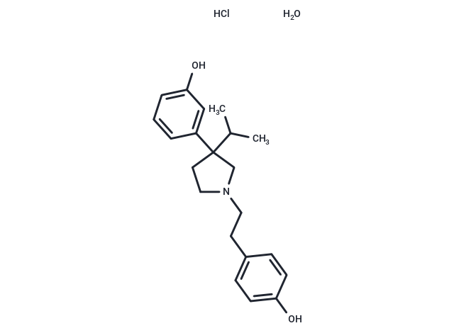Phenol, m-(1-(p-hydroxyphenethyl)-3-isopropyl-3-pyrrolidinyl)-, hydrochloride, hydrate Chemical Structure