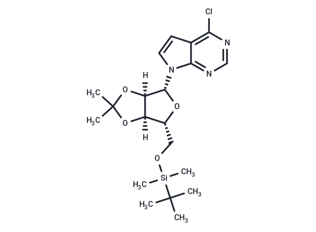 4-Chloro-7-[(5-O-t-butyldimethylsilyl)-2,3-O-isopropyli-dene-β-D-ribofuranosyl]-7H-pyrrolo[2,3-d]pyrimidine Chemical Structure