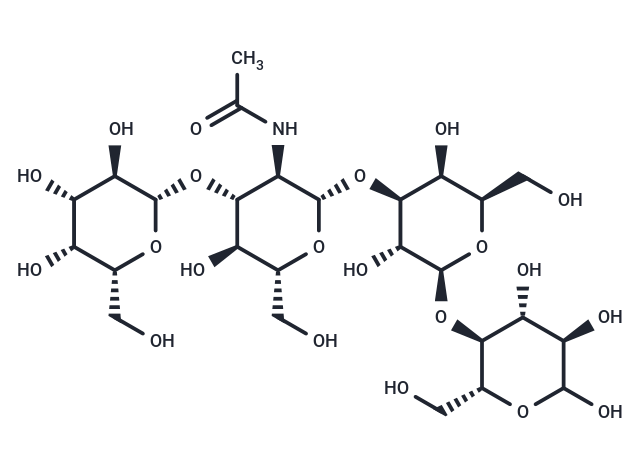 N-((2S,3R,4R,5S,6R)-2-(((2R,3S,4S,5R,6S)-3,5-Dihydroxy-2-(hydroxymethyl)-6-(((2R,3R,4R,5R)-1,2,4,5-tetrahydroxy-6-oxohexan-3-yl)oxy)tetrahydro-2H-pyran-4-yl)oxy)-5-hydroxy-6-(hydroxymethyl)-4-(((2R,3R,4S,5R,6R)-3,4,5-trihydroxy-6-(hydroxymethyl)tetrahydro-2H-pyran-2-yl)oxy)tetrahydro-2H-pyran-3-yl)acetamide Chemical Structure