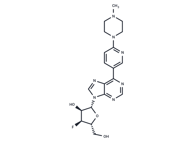 9-(3-Deoxy-3-fluoro-β-D-ribofuranosyl)-6-[6-(4-methylpiperazinyl)  pyridin-3-yl]purine Chemical Structure