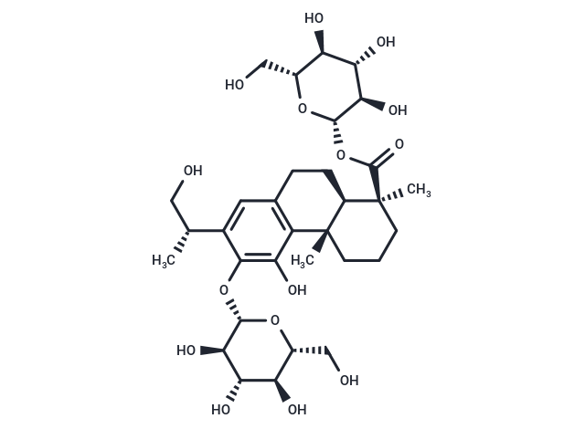 19-O-beta-D-carboxyglucopyranosyl-12-O-beta-D-glucopyranosyl-11,16-dihydroxyabieta-8,11,13-triene Chemical Structure